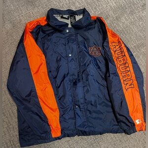 Starter Auburn nylon lined rain jacket windbreaker size xl blue orange